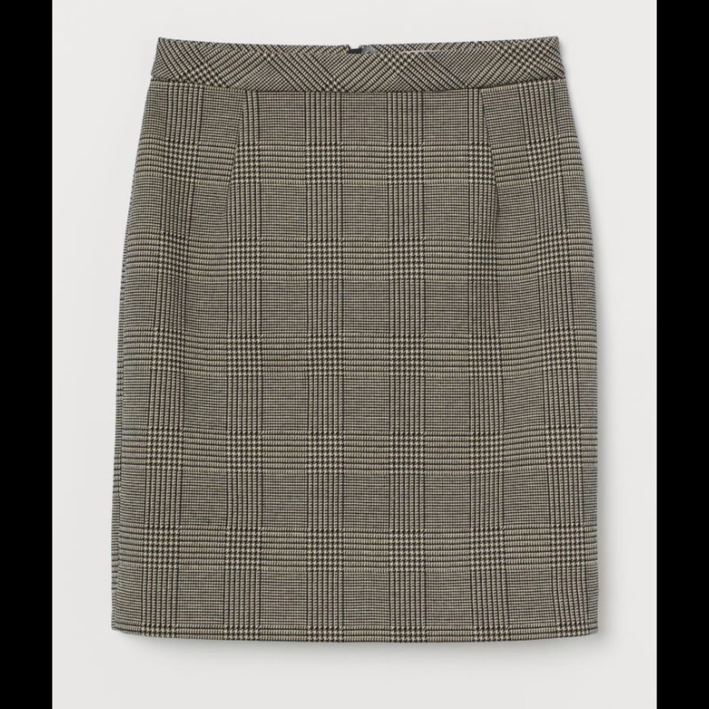 H&M Plaid/Houndstooth Pencil Skirt - Perfect for Holidays!